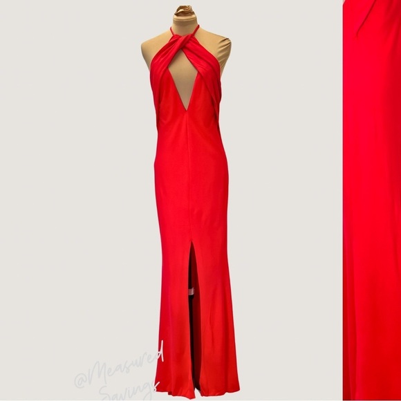 Revolve Lovers + Friends - Large NWT - Red Long Halter Backless Dress - Rosa - Picture 8 of 8